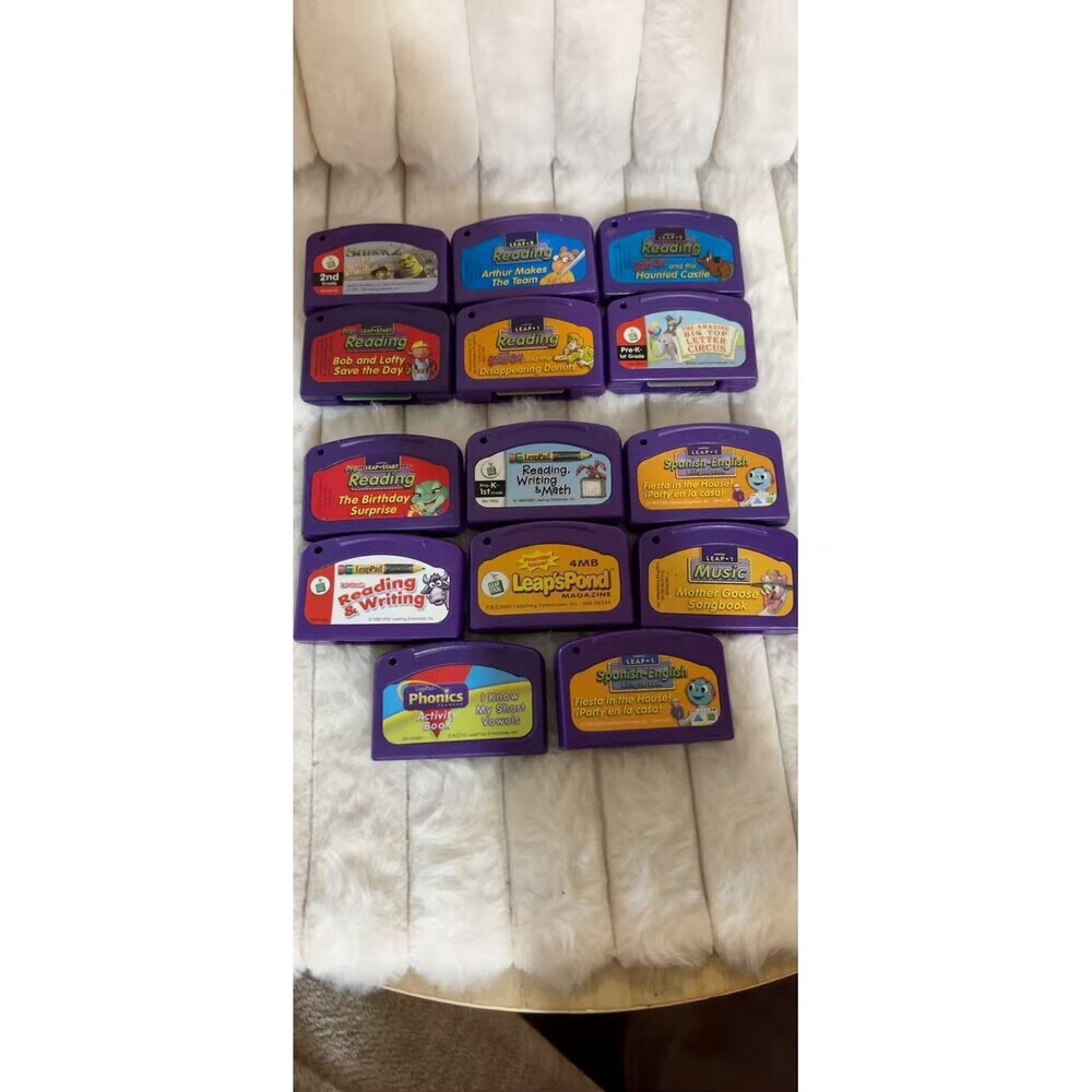 Lot of 14 LeapFrog LeapPad Quantum Pad Cartridges ONLY No Books Shrek Arthur
